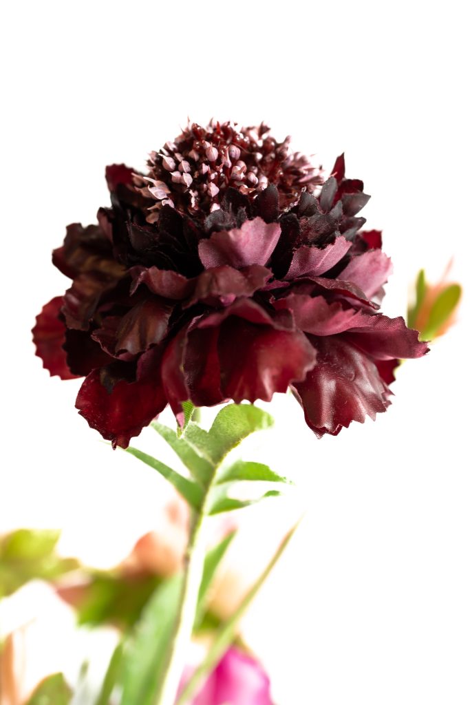 Scabiosa kunstbloem bordeaux